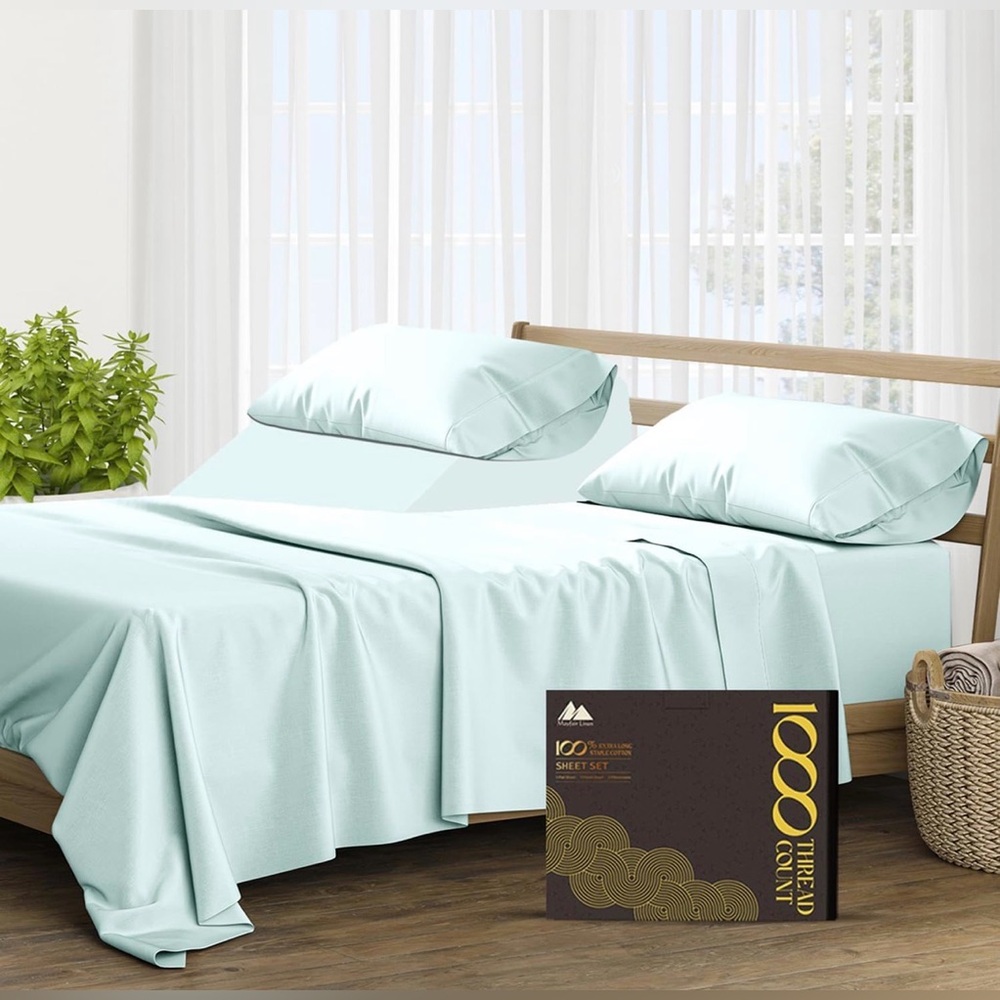 Mayfair Linen 100% Pure Egyptian Cotton Split King Sheets Sets SeaFoam(green)New